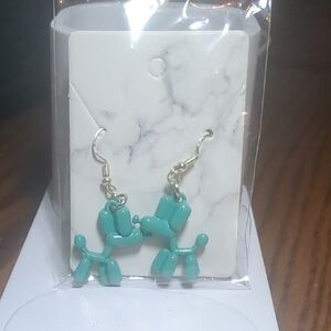 Turquoise Poodle Earrings for Kids